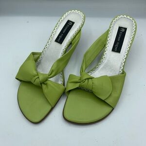 Y2K kitten Heels A Etienne Aigner Green Women's Shoes Size 8.5 M knot Leather
